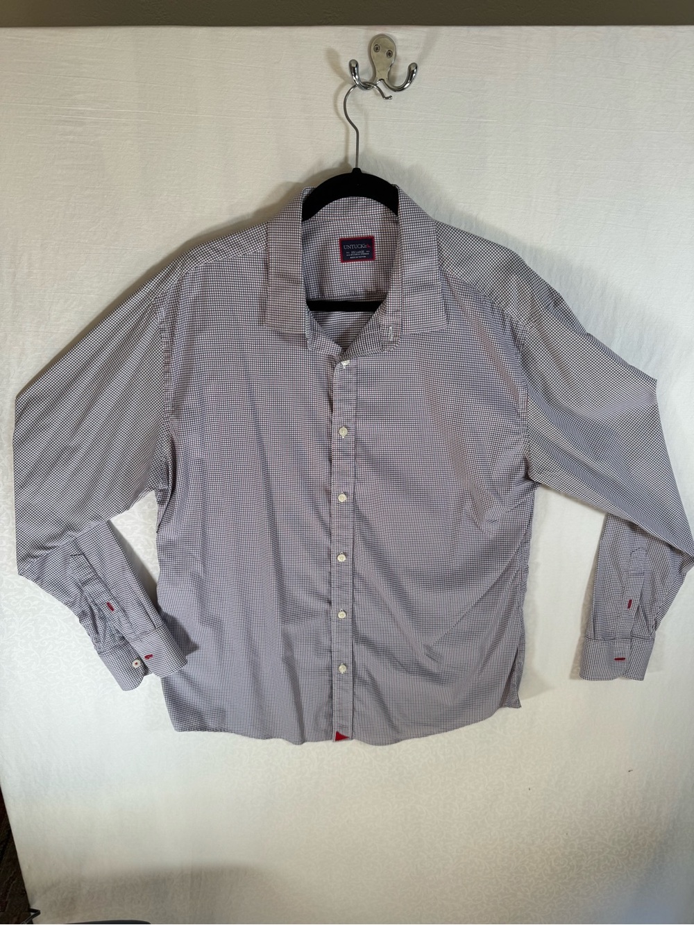 UNTUCKit XXL Slim Blue & Red Micro Plaid Button Down Shirt